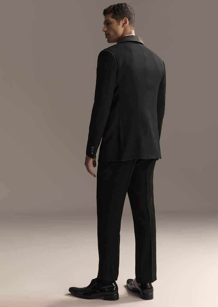 Black Tuxedo For Men With Rich Hand Embroidery