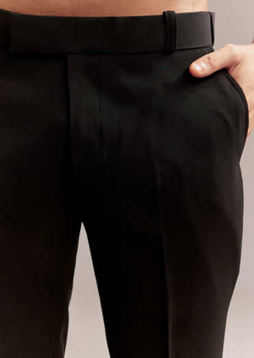 Black Tuxedo For Men With Silver Palm And Tiger Embroidery