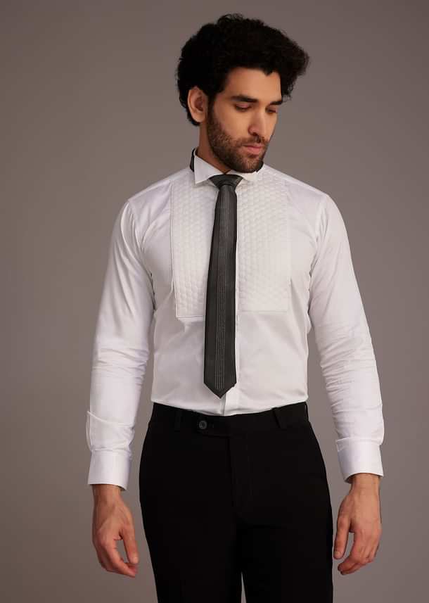 Black Tuxedo With Beaded Shoulder Detailing And Satin Lapel Black Tuxedo With Beaded Shoulder Detailing And Satin Lapel