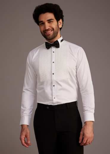 Black Tuxedo With Embellished Jacket And Satin Lapel