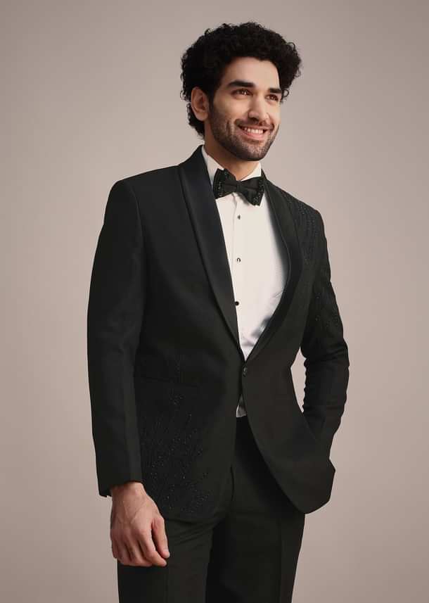 Black Tuxedo With Hand Work Black Tuxedo With Hand Work