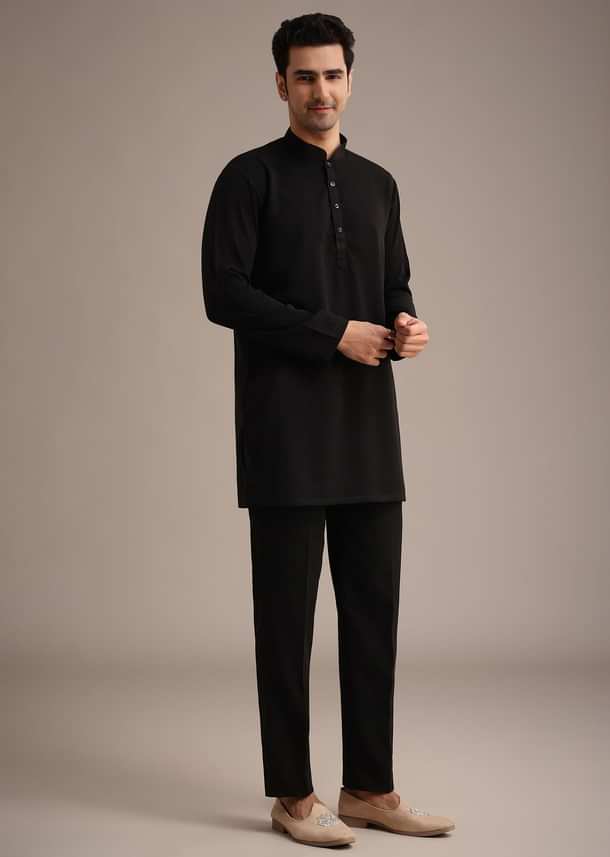Black Velvet Hand Embroidered Jodhpuri Set Black Velvet Hand Embroidered Jodhpuri Set