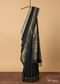 Black Woven South Silk Saree With Gold Floral Motif And Unstitched Blouse Piece