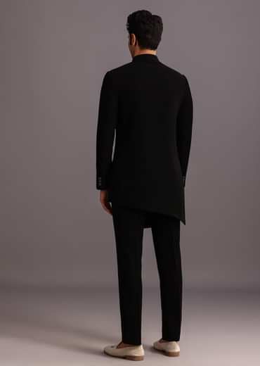 Black Zardosi Embroidered Indowestern Trouser Suit