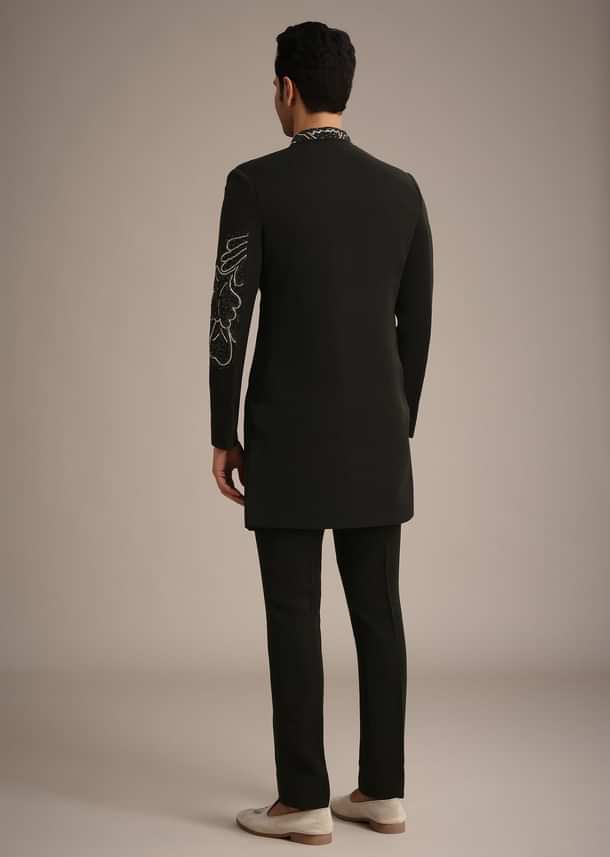 Black Zardozi Embroidered Indowestern Set Black Zardozi Embroidered Indowestern Set