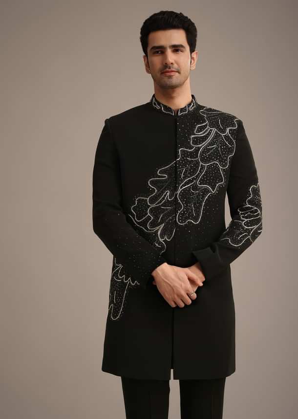 Black Zardozi Embroidered Indowestern Set Black Zardozi Embroidered Indowestern Set