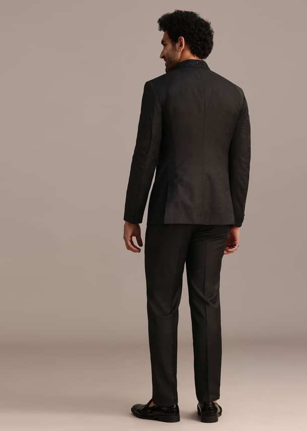 Black Zari Sequin Work Jodhpuri Set Black Zari Sequin Work Jodhpuri Set