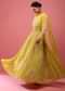 Canary Yellow Anarkali Suit In Georgette With Attached Dupatta And Floral Embroidered Waistbelt