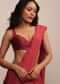 Blood Red Sleeveless Blouse In Raw Silk With Sweetheart Neckline