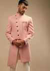 Blossom Peach Jacket In Terry Rayon With Zardosi Embroidered Floral Motifs And Aligarh Pants