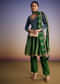 Blue And Green Ombre Bandhani Anarkali Suit With Zardosi Neckline