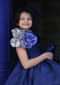 Blue Balloon Dress In Taffeta With High Low Hemline And 3D Sequins Flowers Online - Kalki Fashion