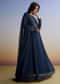 Blue Beaded Anarkali Set With Dupatta