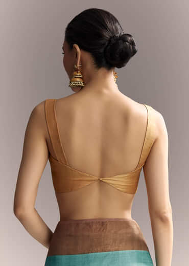 Blue Cotton Silk Hand Painted Saree With Brown Border