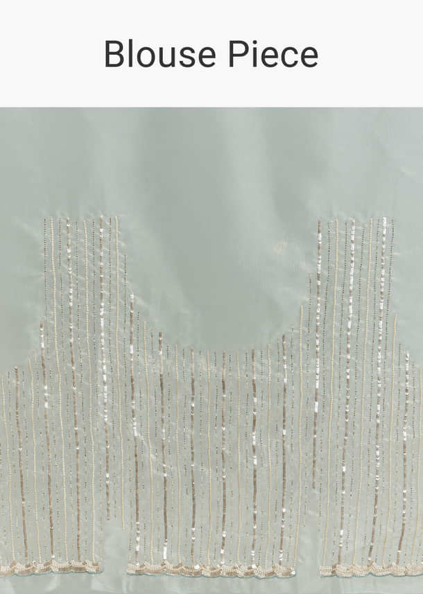 Blue Crush Tissue Saree With Heavy Floral Embroidery