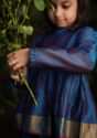 Kalki Girls Blue Dress In Cotton Silk With A Loose Comfort Fit And Tie Up At The Back By Love The World Today