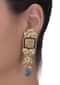 Blue Drop Gold Plated Danglers With Kundan, Pearls And Mina Work In Geometric Shape Online - Kalki Fashion