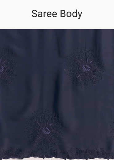 Blue Embellished Chinon Saree With Floral Threadwork