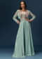 Blue Embroidered Palazzo Set With Coordinated Jacket And Blouse