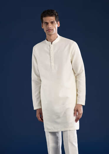 Blue Floral Print Silk Jacket Kurta Set