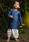 Kalki Boys Blue Kurta In Hand Woven Cotton Silk With Contrast Selvedge By Love The World Today