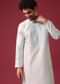 Blue Kurta Set In Silk With Mirror Work