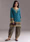 Blue Printed Dhoti Set With Ajrakh Detail