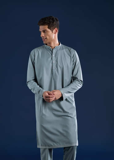 Blue Rayon Jacket Kurta Set with Gotta Patti
