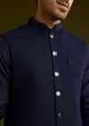 Blue Rayon Kurta Jacket Set