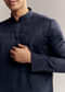 Blue Silk Hand Embroidered Kurta Set For Men