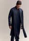 Blue Silk Hand Embroidered Kurta Set For Men