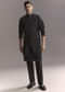 Blue Silk Kurta Jacket Set For Men With Resham Work