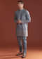 Blue Silk Kurta Set For Men With Intricate Resham Embroidery