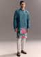 Blue Silk Kurta Set For Men With Resham Embroidery