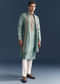 Blue Silk Kurta Set For Men With Thread Embroidery