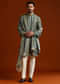 Blue Silk Kurta Set For Men With Zari Work