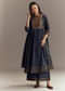Blue Silk Printed Anarkali Suit With Sequins Work