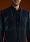 Blue Suiting Indo Jacket Set With Starlit Cutdana Work