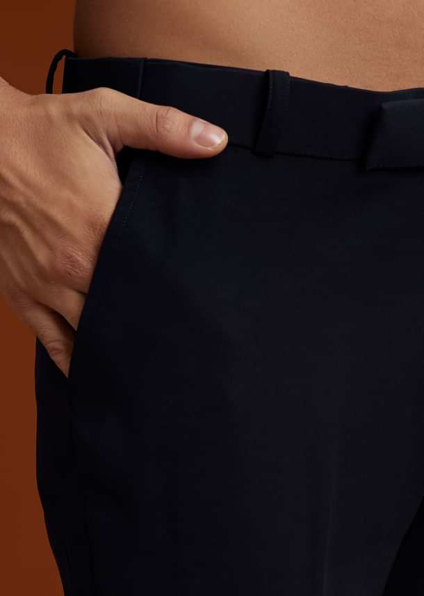 Blue Suiting Indo Jacket Set With Starlit Cutdana Work Blue Suiting Indo Jacket Set With Starlit Cutdana Work