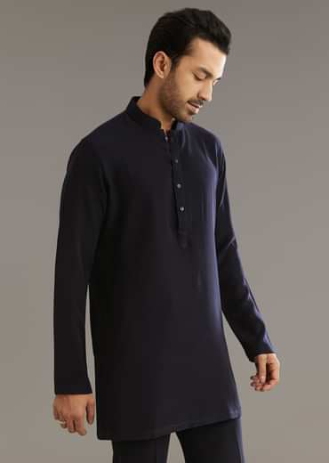 Blue Suiting Indo Western Set With Beaded Work