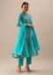 Blue Anakrali Set With Bandhani Print And Gota Work