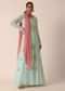 Mint Green Anarkali Suit In Georgette Dress With Moti, Sequins And Zari Work