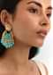 Blue And Gold Kundan Chandbalis In Mixed Metal