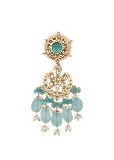 Blue And Gold Kundan Short Necklace Set With Stones