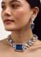 Blue And Pink Necklace Set With Polki Stones In Mix Metal