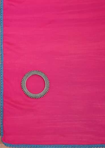 Blue And Pink Patola Printed Tussar Dress Material