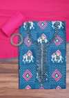 Blue And Pink Patola Printed Tussar Dress Material