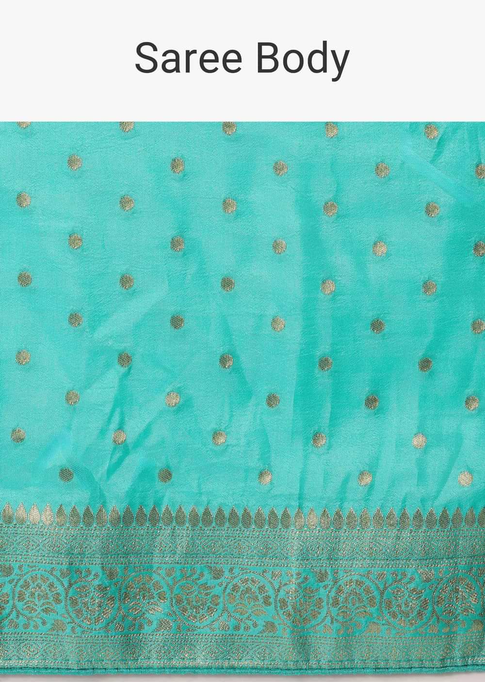 Blue Banarasi Silk Handloom Saree With Gold Zari Work And Unstitched Blouse Piece