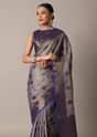 Blue Banarasi Tunchui Silk Saree With Tassel Pallu And Unstitched Blouse Piece
