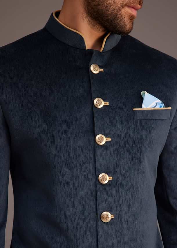 Blue Bandhgala Suit Blue Bandhgala Suit